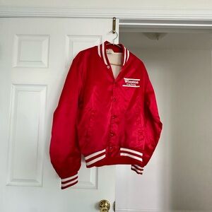 Vintage Winston Drag Racing Red Satin Style Nylon Jacket Medium Wind Breaker